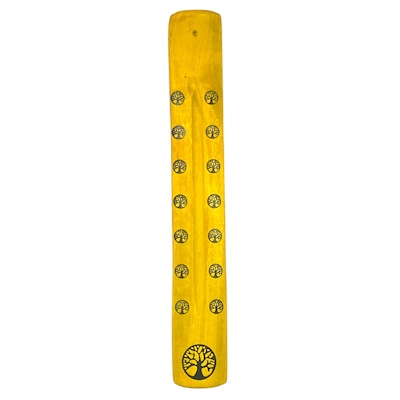 Yellow Painted Wooden Ashcatcher w/ Laser Print Designs