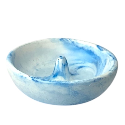 Blue Round Gypsum Incense Holder