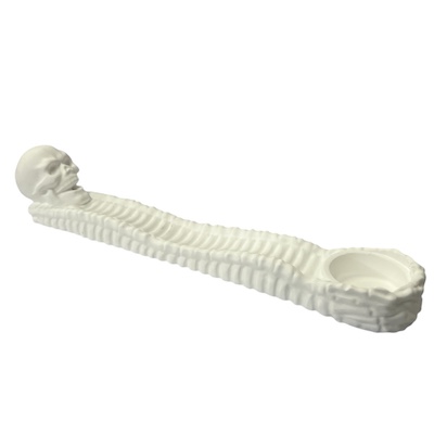 Small White Ceramic Skeleton Incense Holder