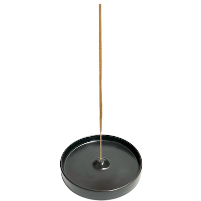 Black Ceramic Round Incense Holder
