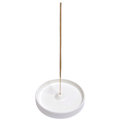 White Ceramic Round Incense Holder