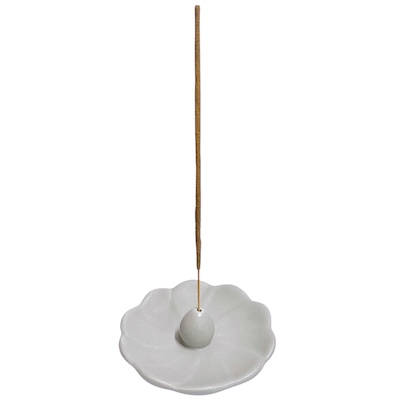 Grey Flower Ceramic Incense Holder