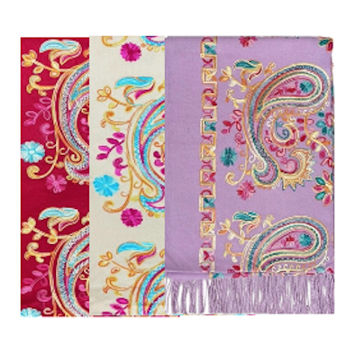 24 x Embroidered Viscose Shawl