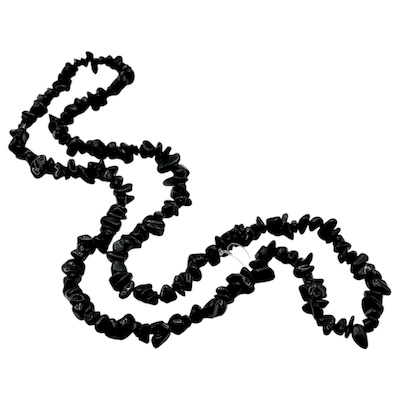 Semi-Precious Black Agate Chip Necklace Strand