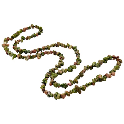 Semi-Precious Unakite Chip Necklace Strand