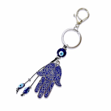Packet of 12 Hamsa Evil Eye Metal Keychains