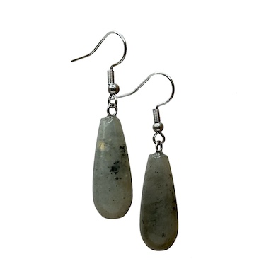 Labradorite Long Teardrop Surgical Steel Earrings