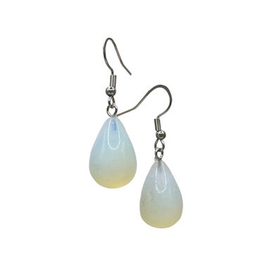 Opalite Fat Teardrop Surgical Steel Earrings Manmade
