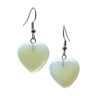 Opalite Heart Surgical Steel Earrings Manmade