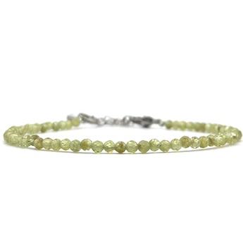 Peridot Faceted Bead Bracelet with Adjustable Chain