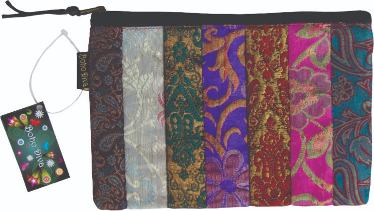 7 x 5 inch brocade strip purses