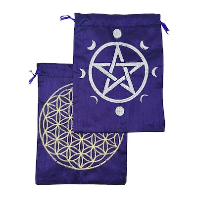 Purple Tarot Pouches with Assorted Wiccan Symbols