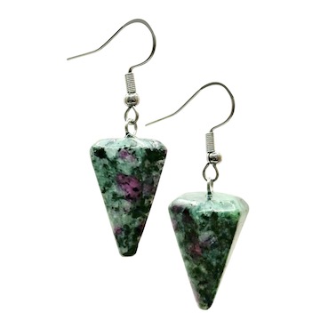 Ruby Zoisite Pendulum Surgical Steel Earrings