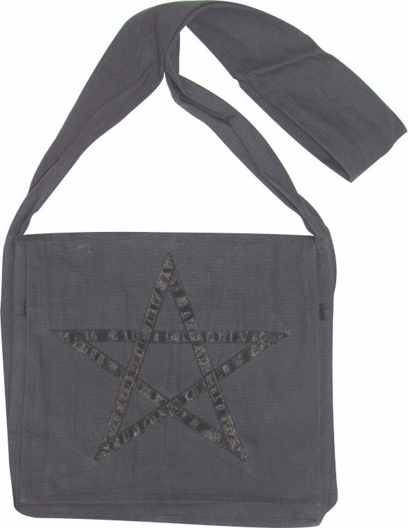 12 x 12 inch cotton pentagram flap shoulder bag