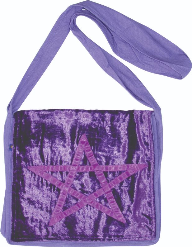 12 x 12 inch velvet pentagram cotton flap shoulder bag