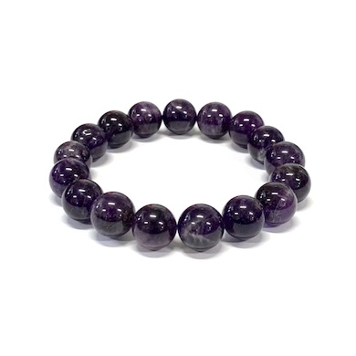 12mm Amethyst Beaded Bracelet