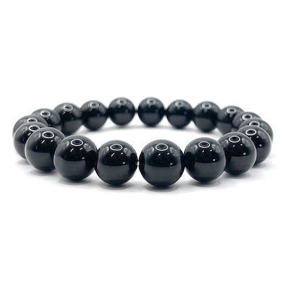 10mm Black Agate Beaded Bracelet