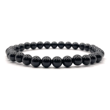 6mm Black Agate Beaded Bracelet