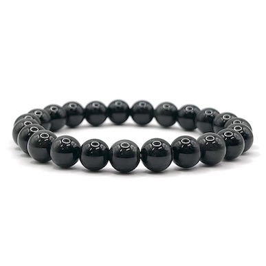 8mm Black Agate Beaded Bracelet