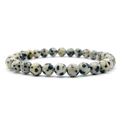 6mm Dalmation Jasper Bead Bracelet