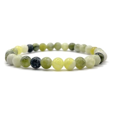 6mm Flowery Jade Bead Bracelet