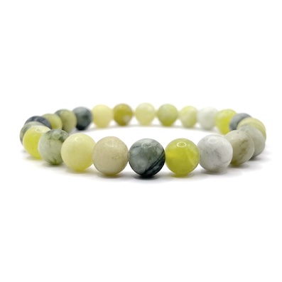 8mm Flowery Jade Bead Bracelet