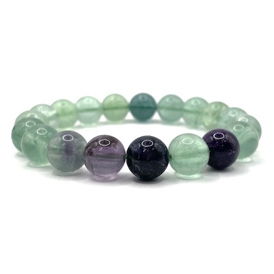 10mm Fluorite Green Bead Bracelet