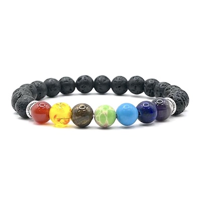 8mm Lava Stone with Chakra Beads Bracelet