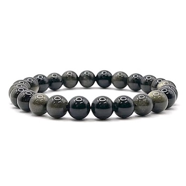 8mm Golden Sheen Obsidian Beaded Bracelet