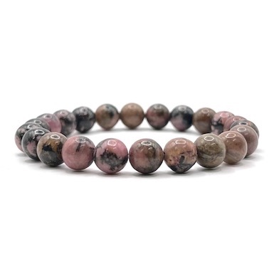8mm Black Lace Rhodonite Beaded Bracelet