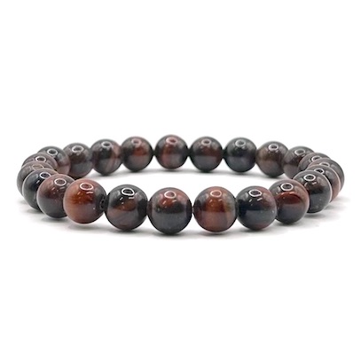 8mm Red Tiger's Eye AB+ Bead Bracelet