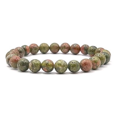 8mm Unakite Beaded Bracelet