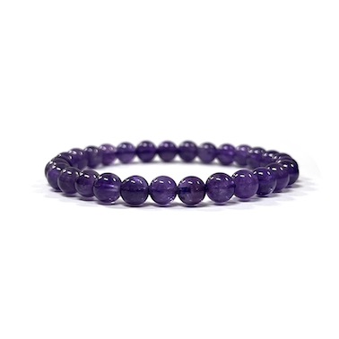 6mm Amethyst Beaded Bracelet