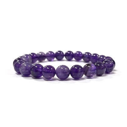 8mm Amethyst Beaded Bracelet