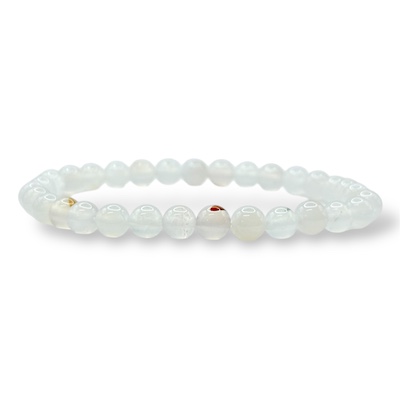 6mm Black Flowery Agate Beaded Bracelet