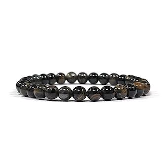6mm Tiger's Eye Blue AB+ Beaded Bracelet