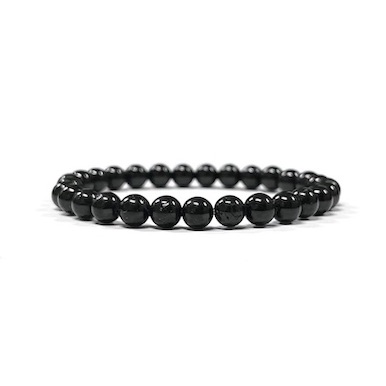 6mm Black Tourmaline Beaded Bracelet