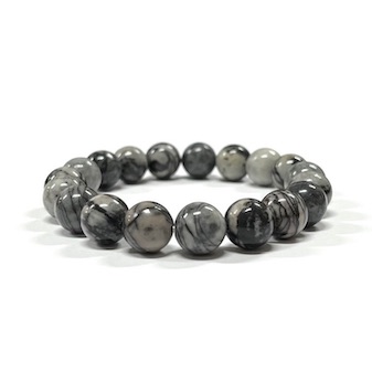 10mm Black Web Jasper Beaded Bracelet