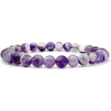 6mm Chevron Amethyst Beaded Bracelet