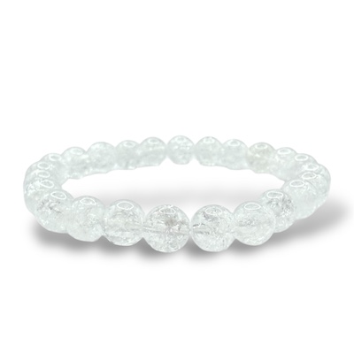 8mm Cracked Clear Quartz Beaded Bracelet