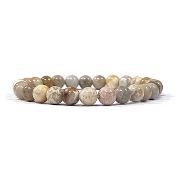 6mm Coral Jasper Beaded Bracelet