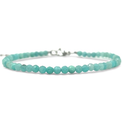 3mm Amazonite Faceted Bead Bracelet with Adjustable Chain