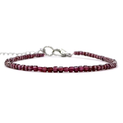 3mm Garnet Faceted Bead Bracelet with Adjustable Chain