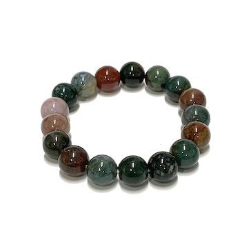 12mm Indian Agate Beaded Bracelet