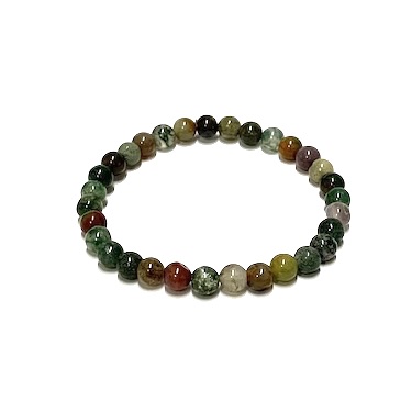 6mm Indian Agate Beaded Bracelet