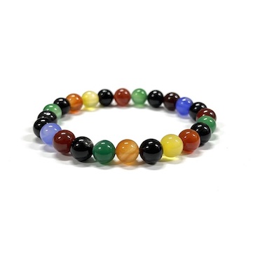 8mm Mixed Agate Beaded Bracelet