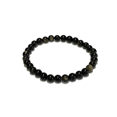 6mm Golden Sheen Obsidian Beaded Bracelet