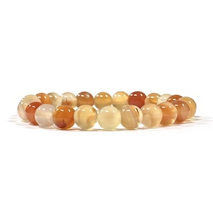 8mm Orange Agate Beaded Bracelet