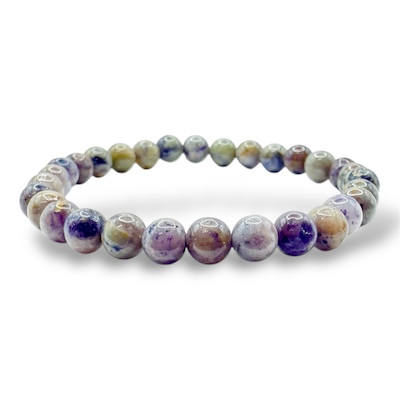 6mm Purple Flower Jade Beaded Bracelet
