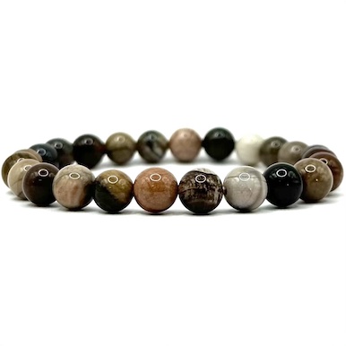 8mm Petrified Wood Jasper Beaded Bracelet
